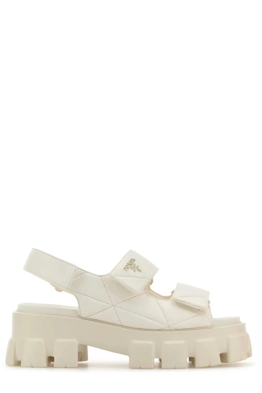 Prada Triangle-Logo Quilted Chunky Sandals