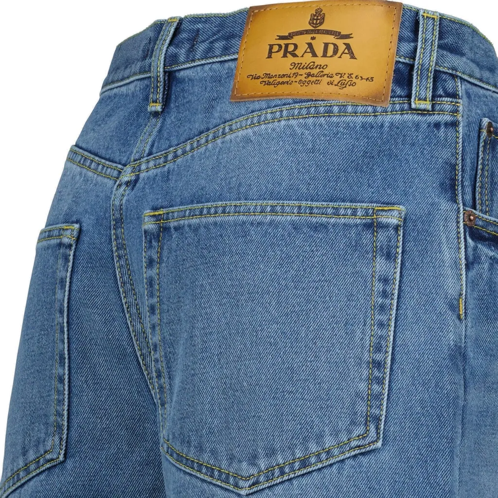 Prada Logo-Patch Denim Shorts