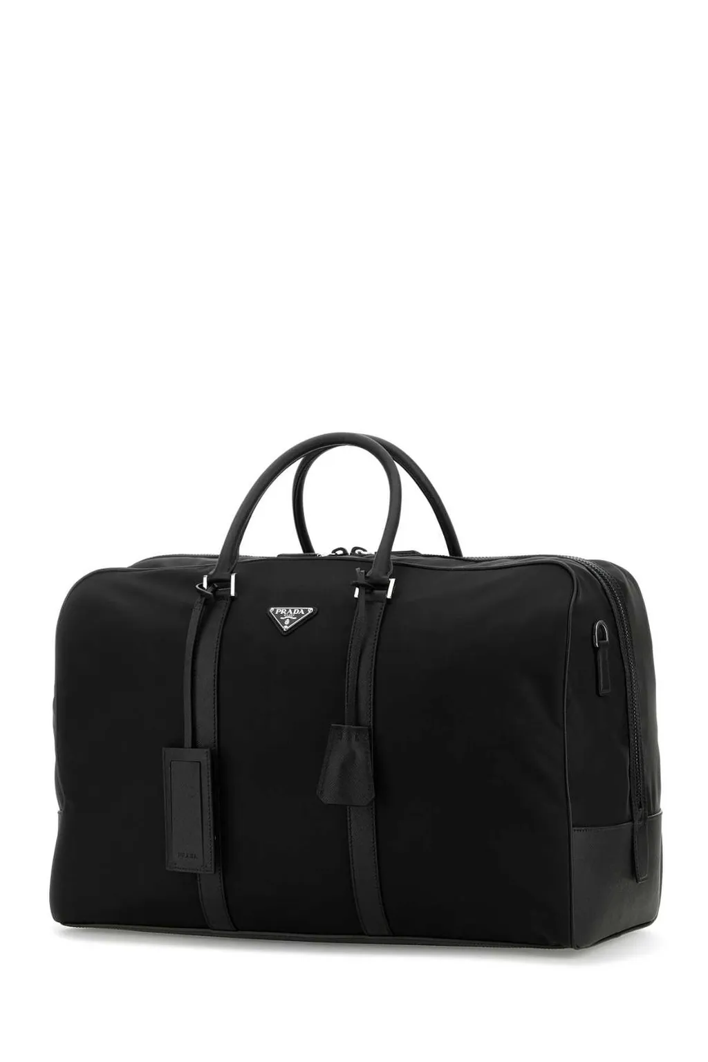 Prada Logo Plaque Zipped Duffle Bag