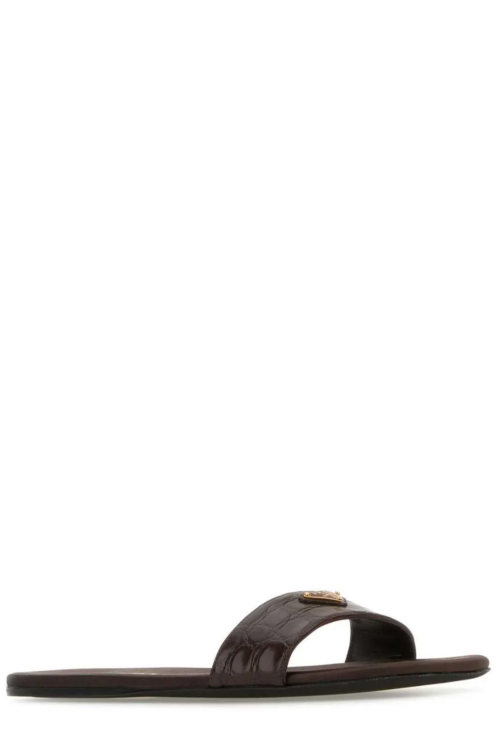 Prada Logo Patch Square Toe Slides