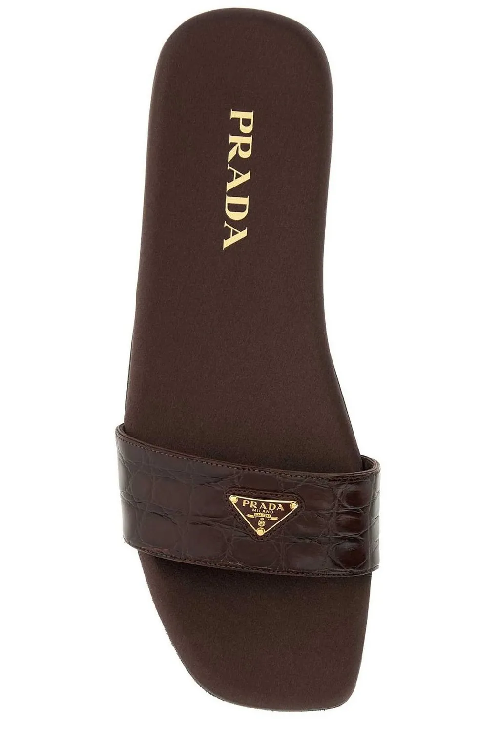 Prada Logo Patch Square Toe Slides