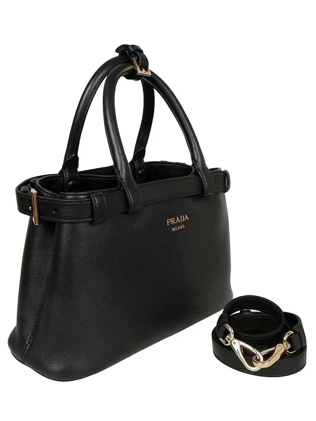 Prada Open-Top Large Belted Handbag