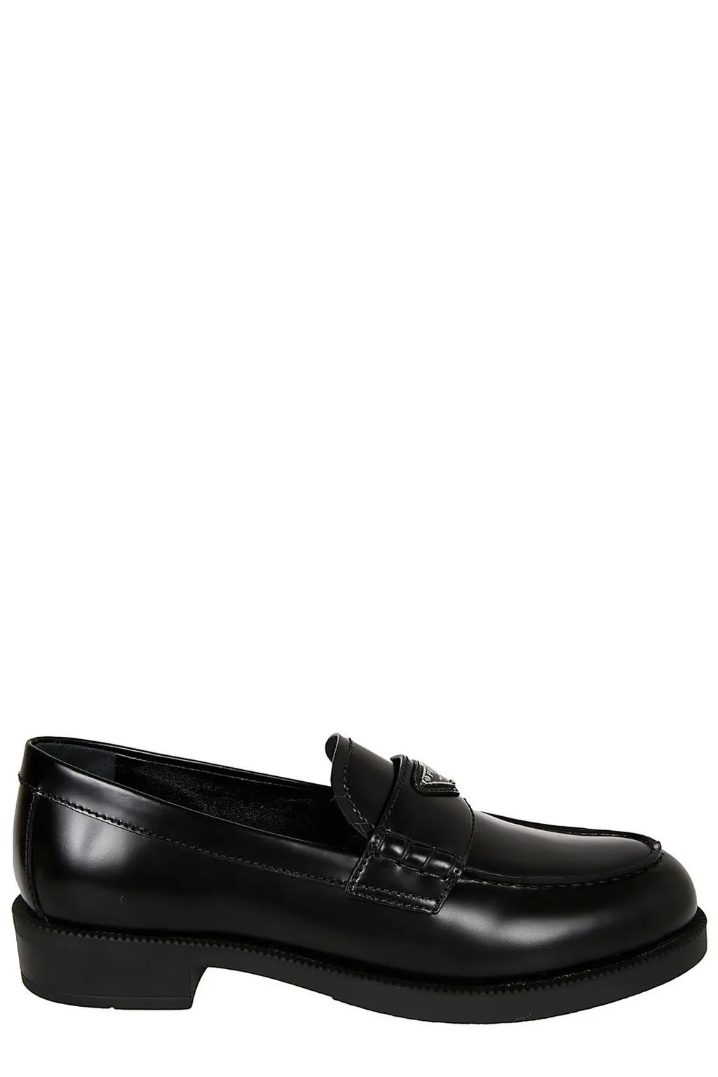 Prada Round-Toe Logo Plaque Loafers