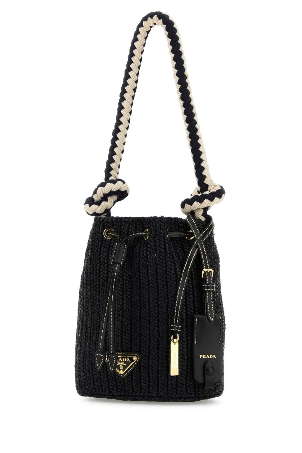 Prada Woven Drawstring Bucket Bag