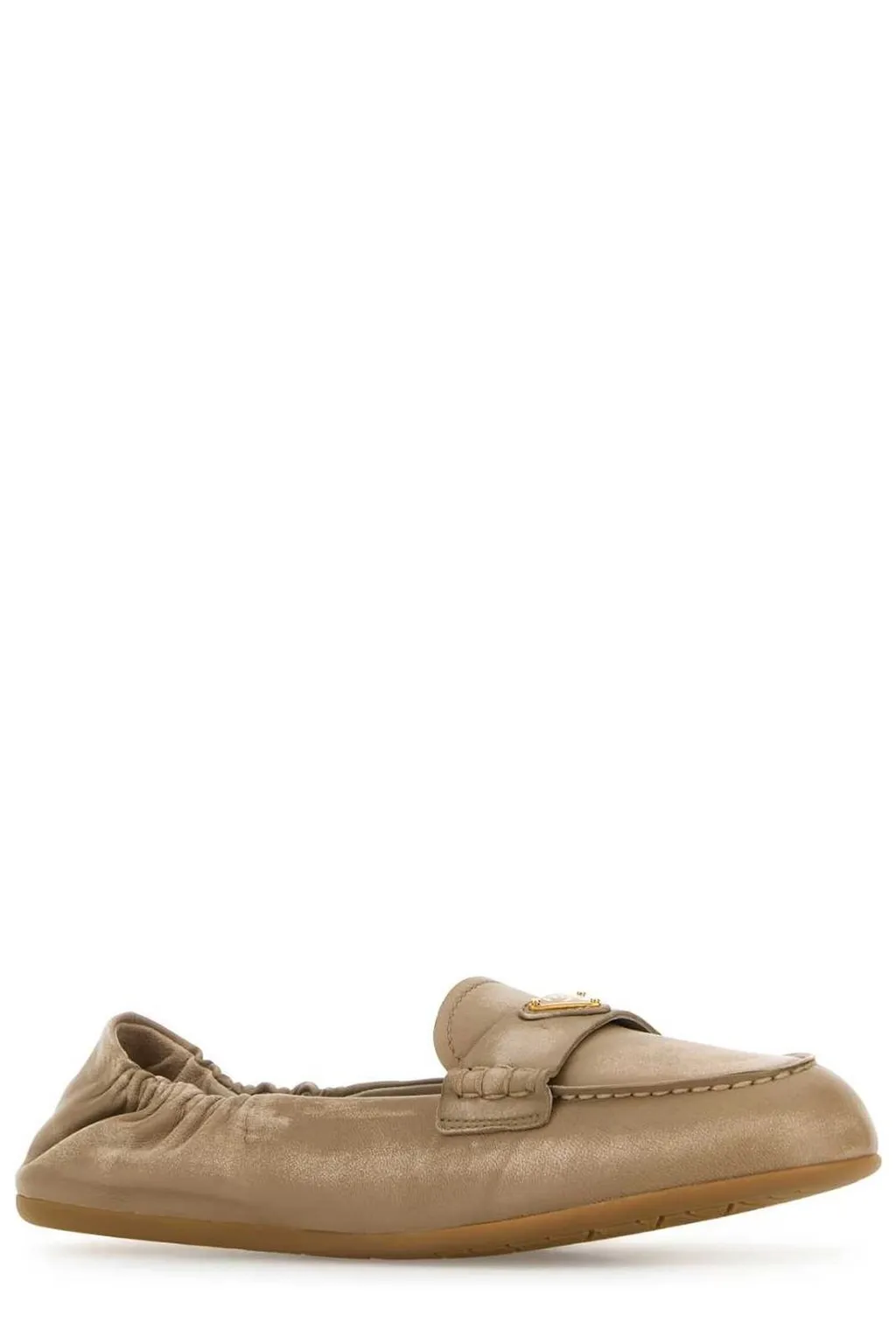 Prada Triangle-Logo Round-Toe Loafers