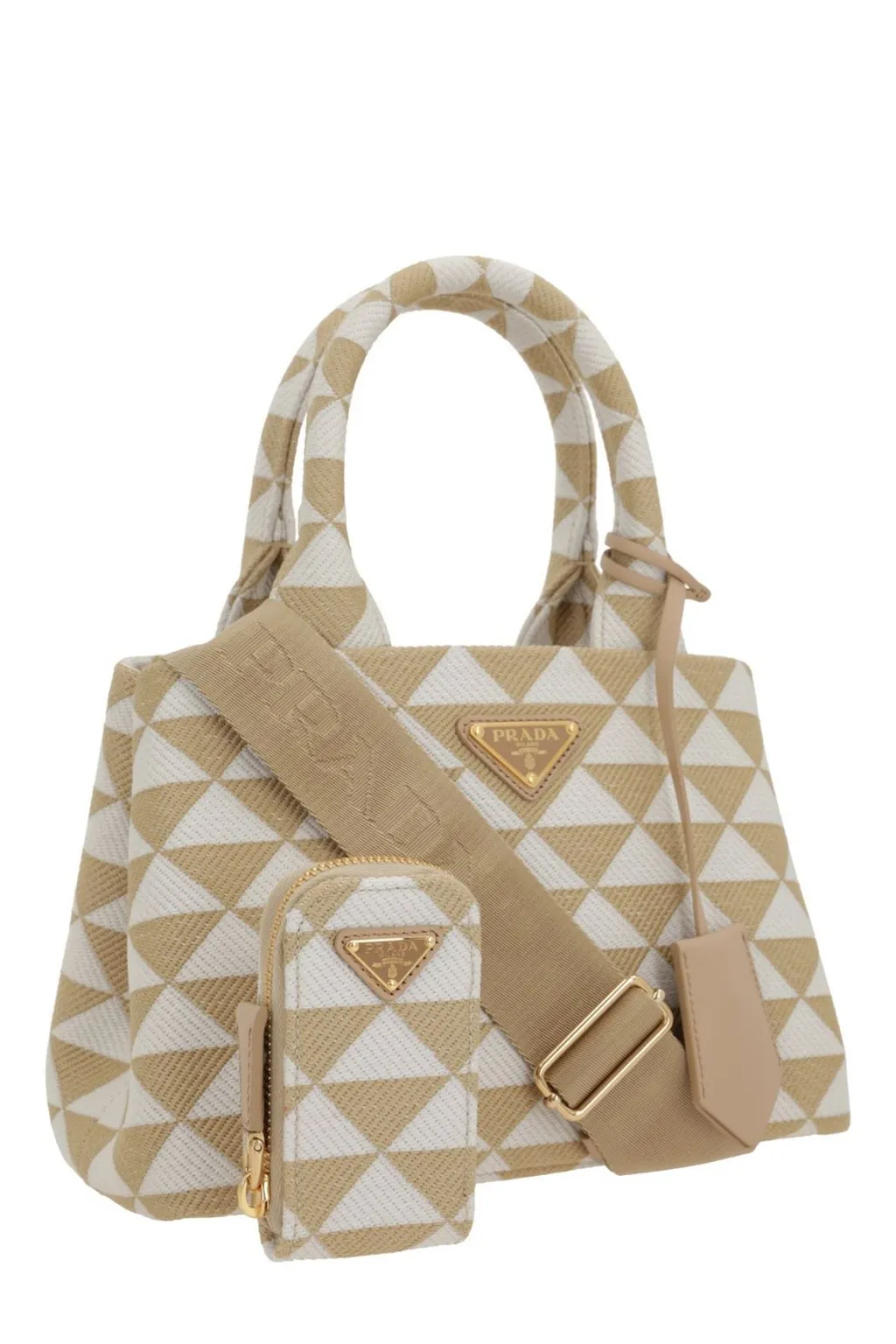 Prada Symbole Embroidered Top Handle Bag