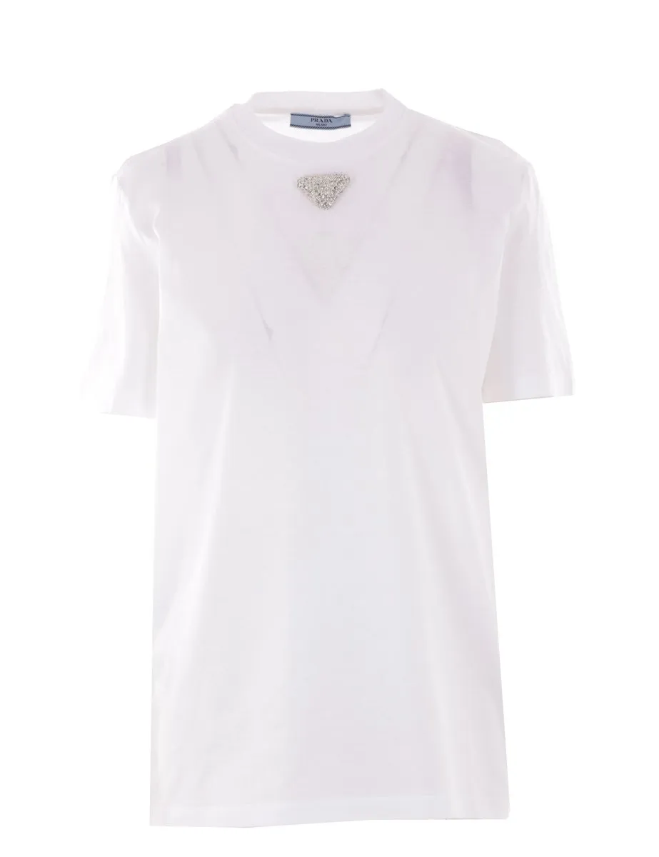 Prada Triangle-Logo Embellished Crewneck T-Shirt