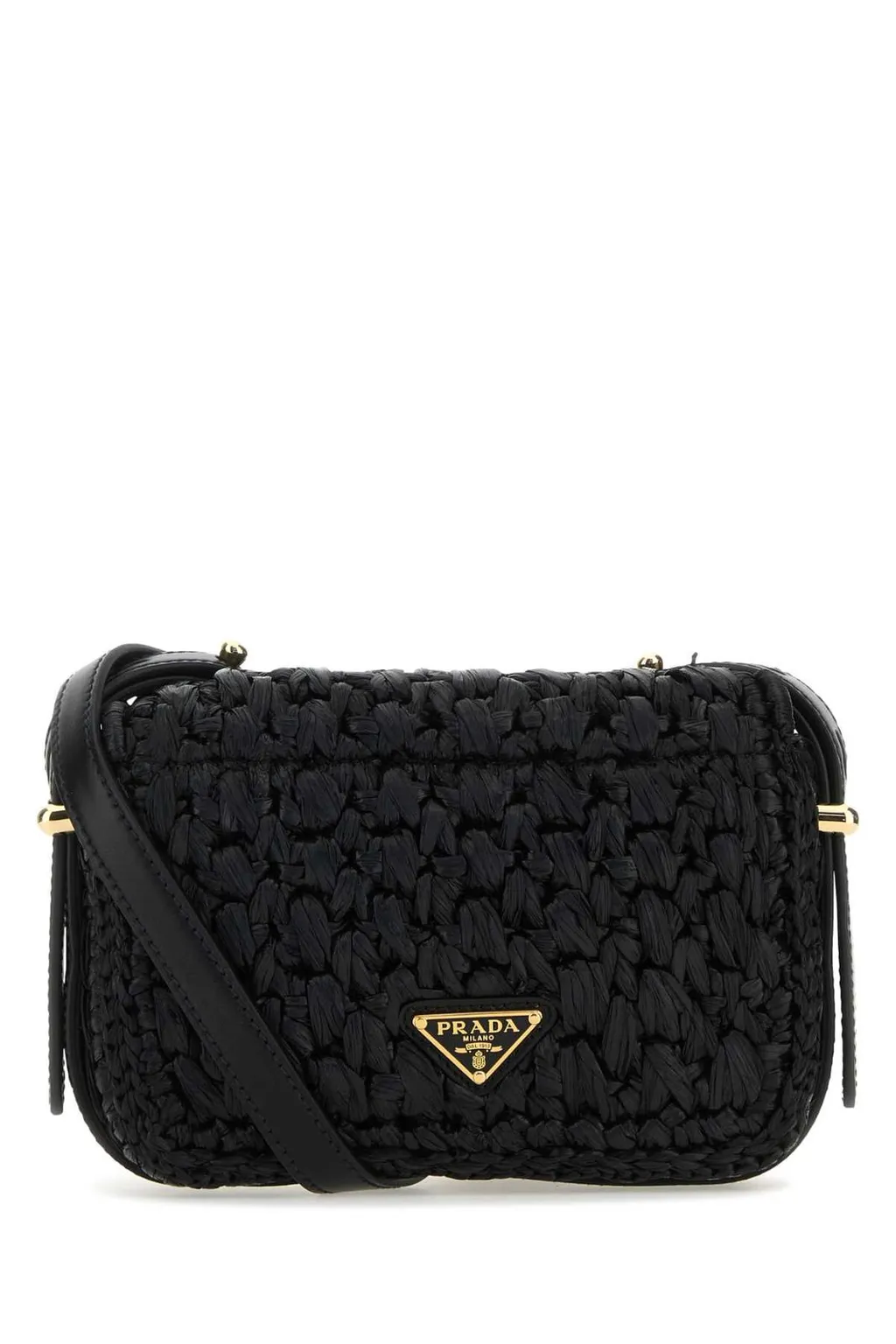 Prada Foldover Top Woven Shoulder Bag