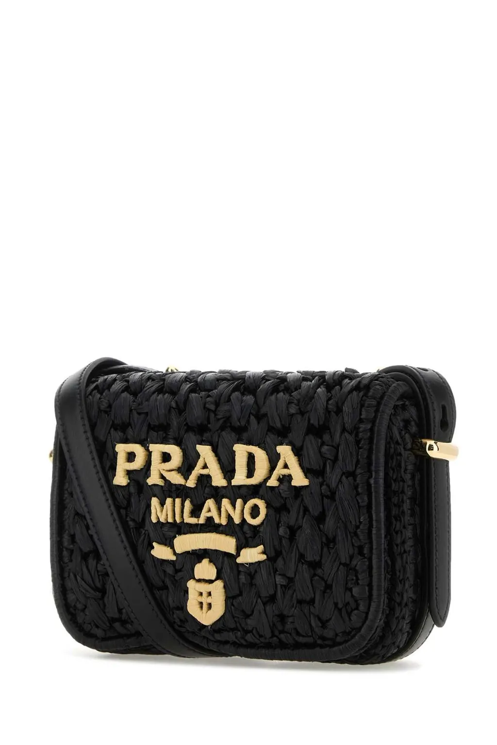 Prada Foldover Top Woven Shoulder Bag