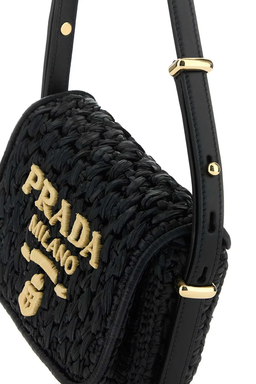 Prada Foldover Top Woven Shoulder Bag