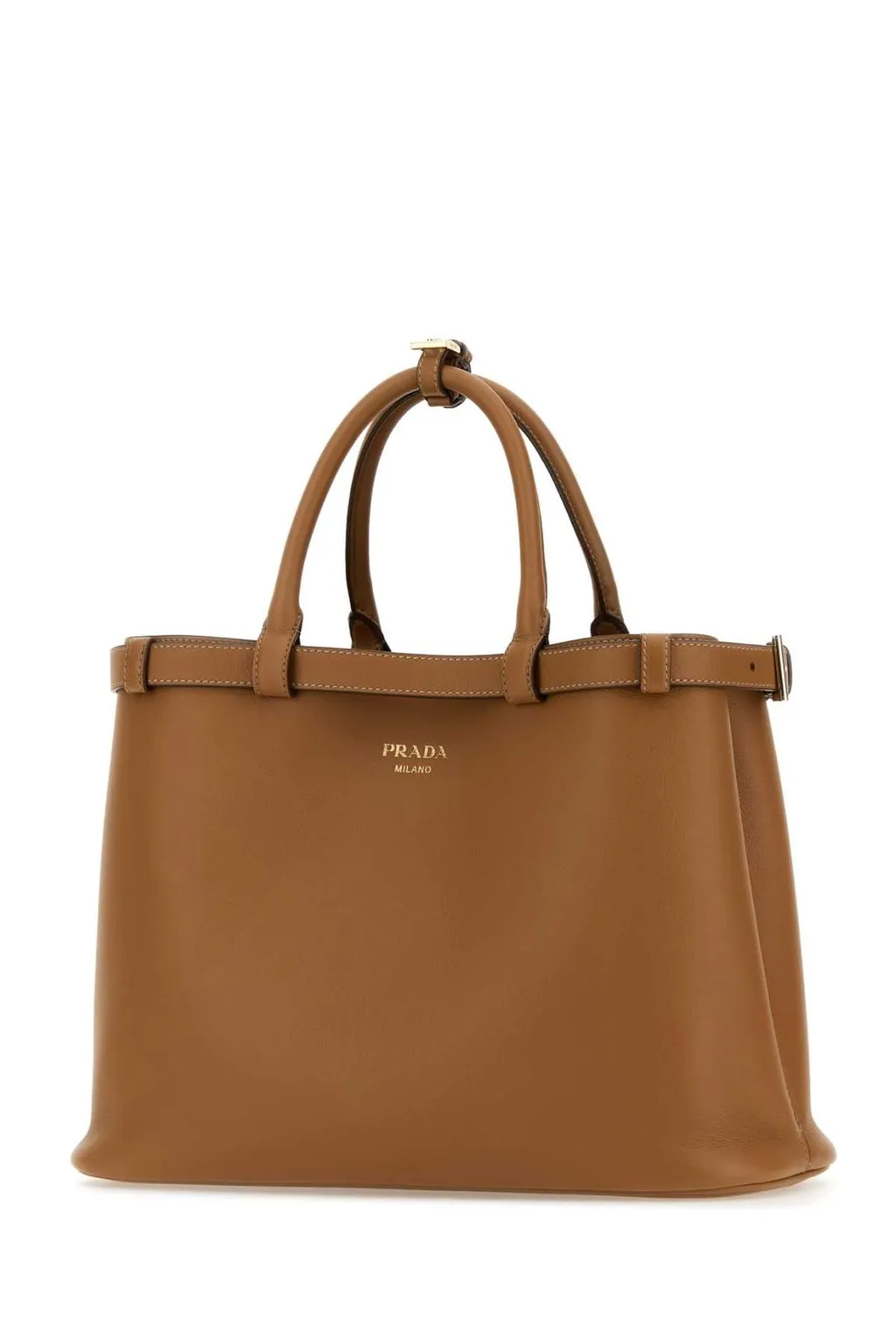 Prada Logo-Stamp Belted Medium Handbag