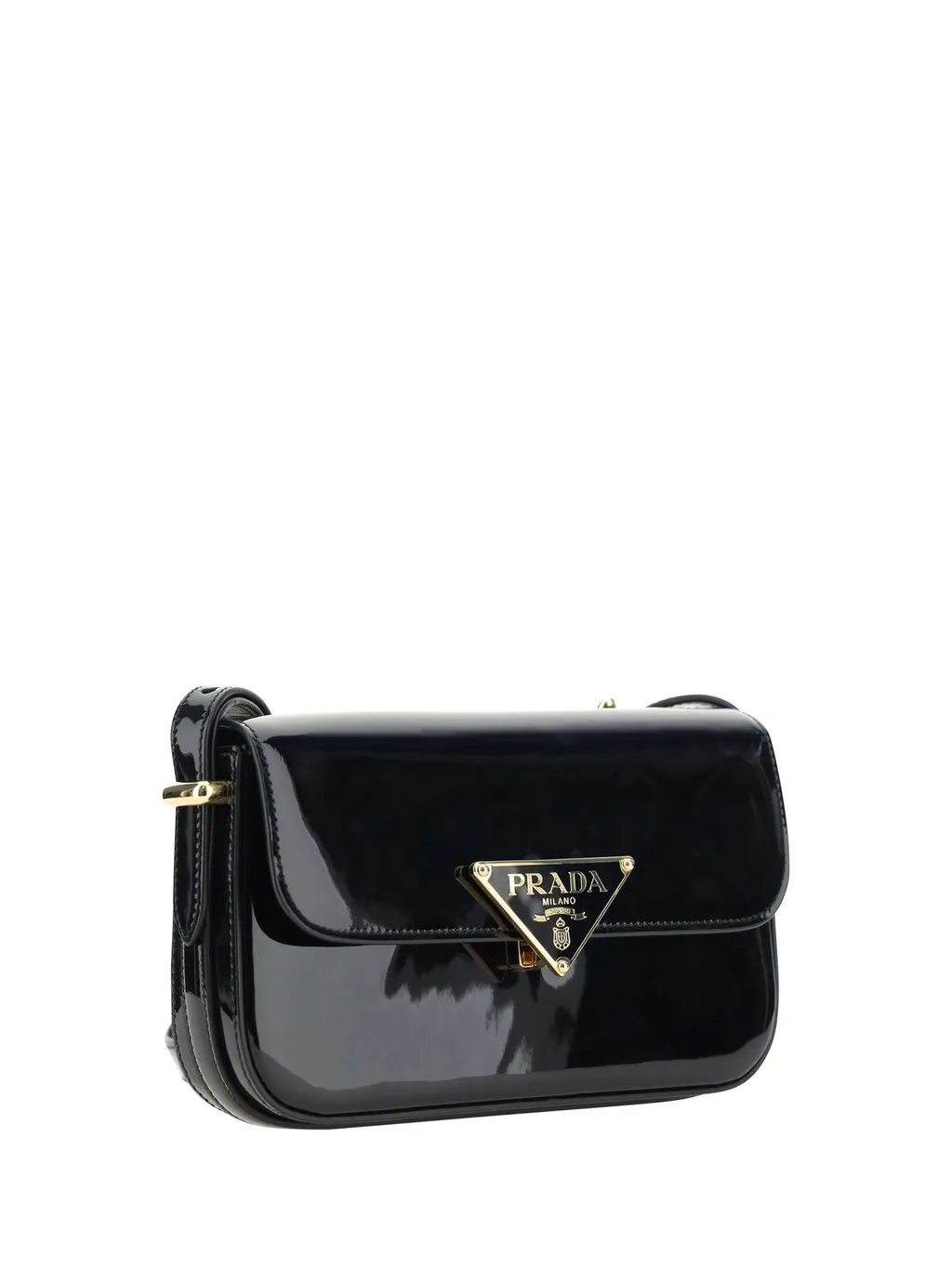 Prada Logo-Plaque Foldover Top Shoulder Bag