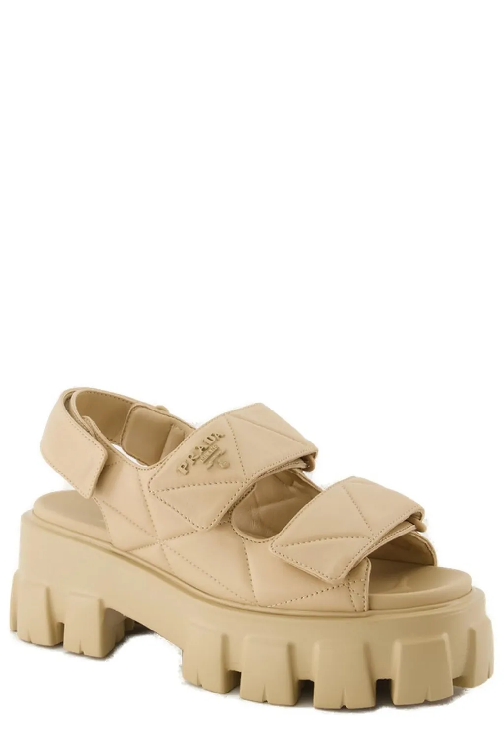 Prada Triangle-Logo Quilted Sandals