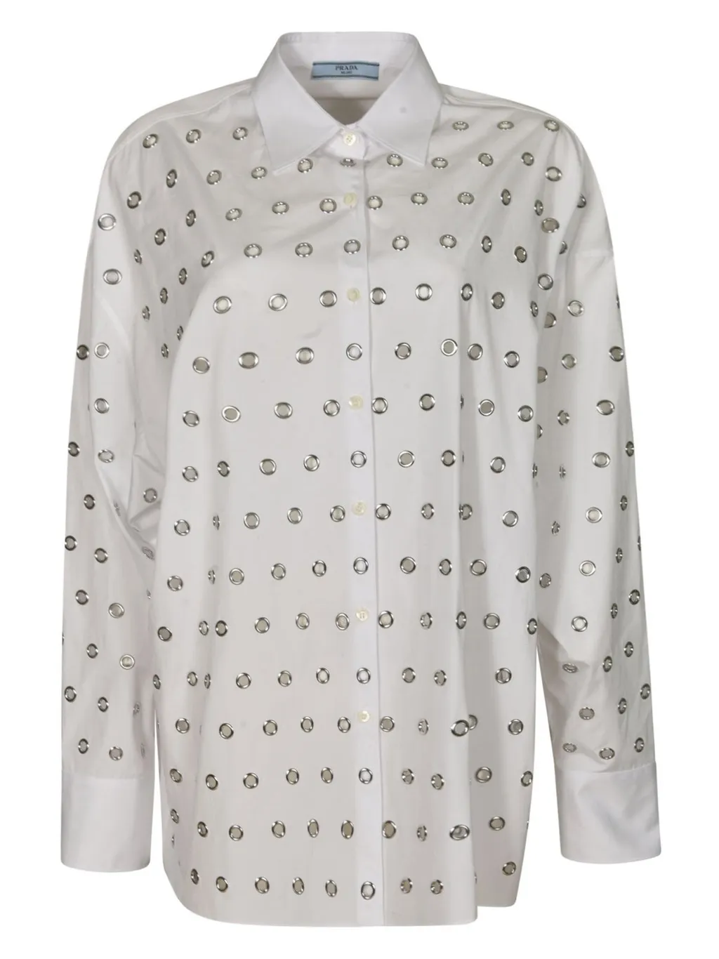 Prada Eyelet-Embellished Button-Up Shirt