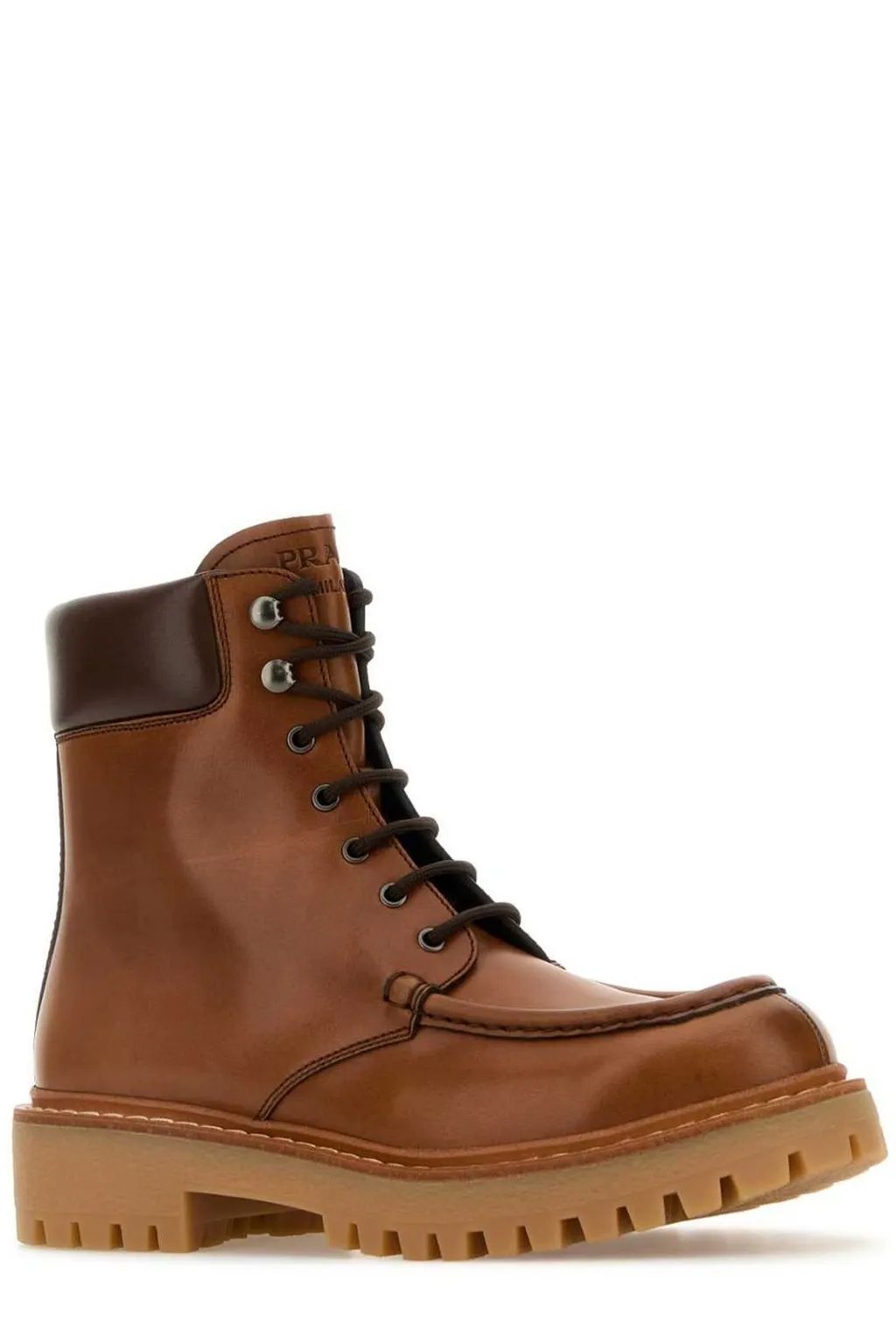 Prada Logo Detailed Round-Toe Ankle Boots