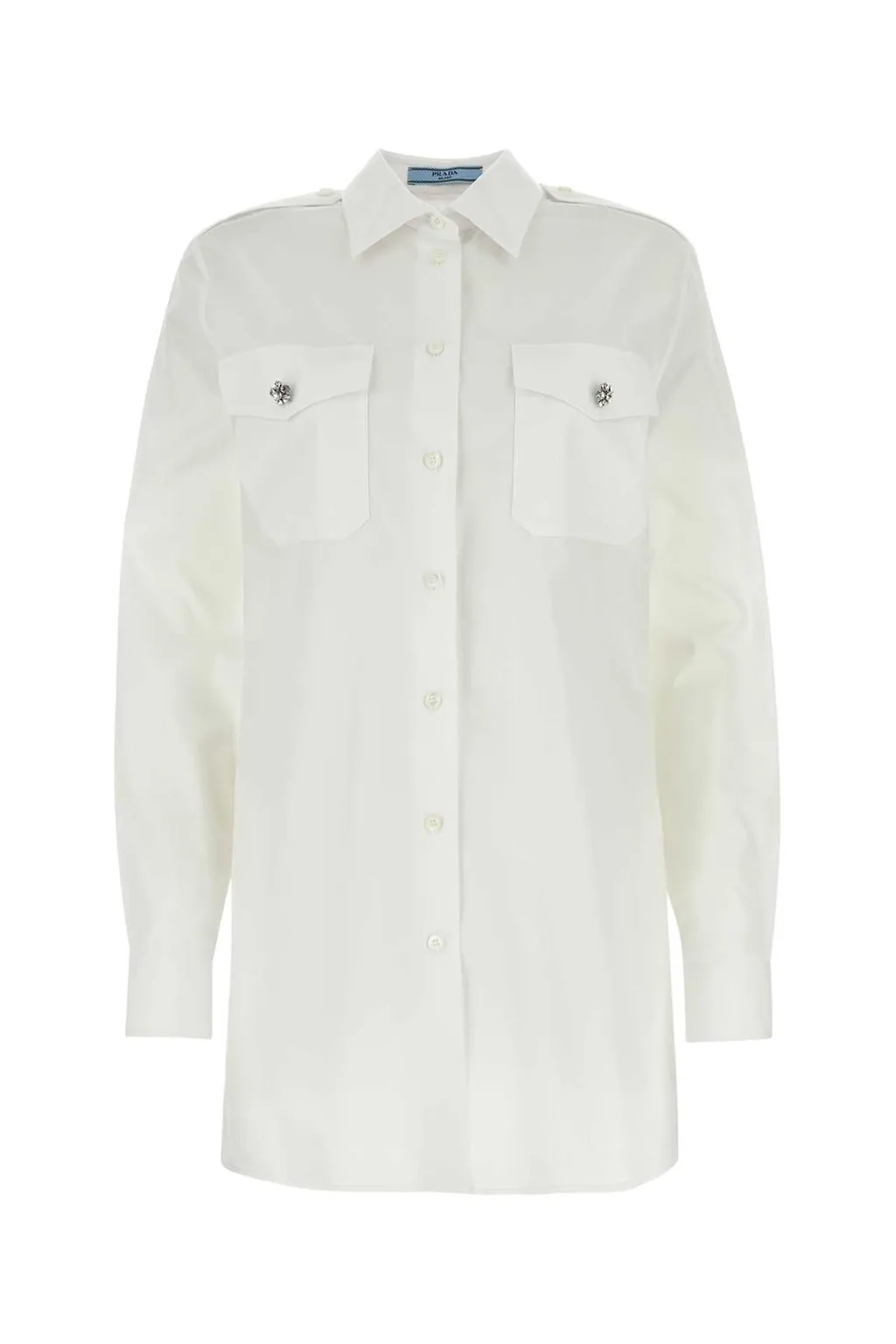 Prada Button-Embellished Poplin Shirt