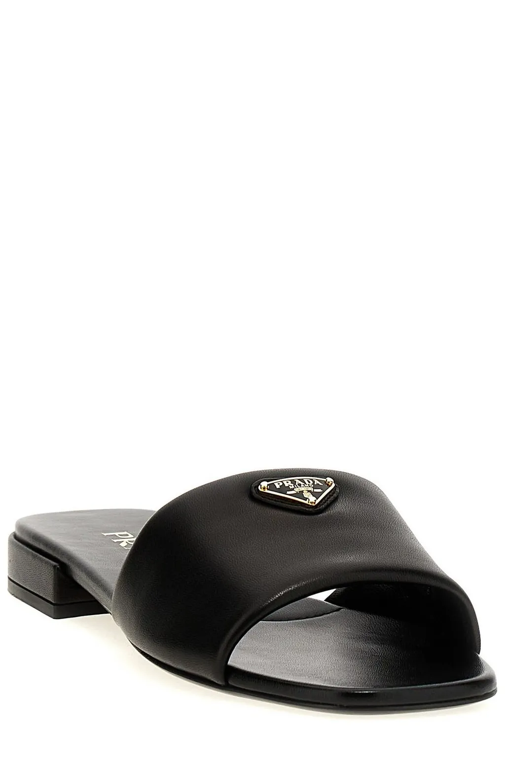 Prada Triangle-Logo Slip-On Sandals