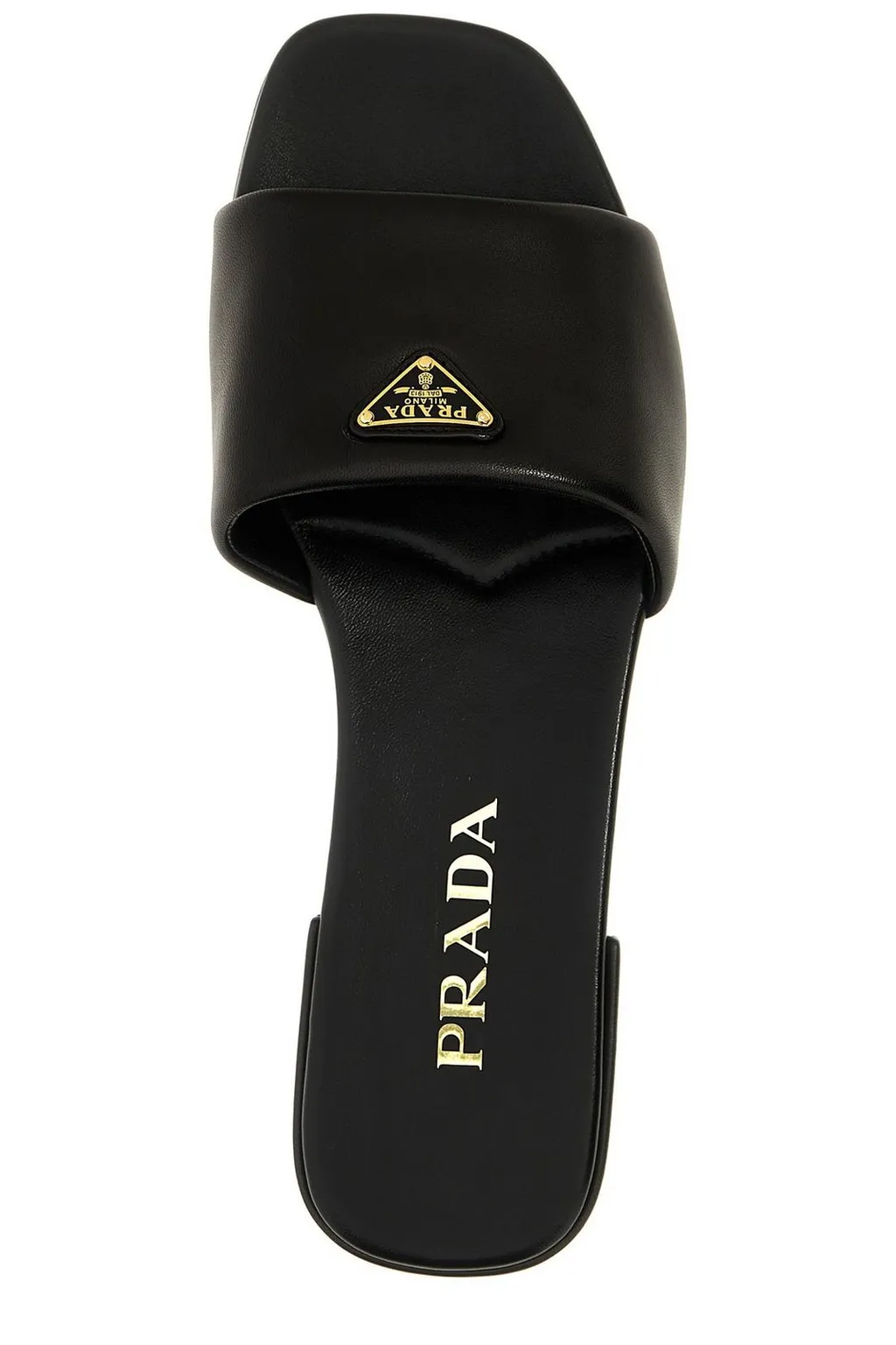 Prada Triangle-Logo Slip-On Sandals