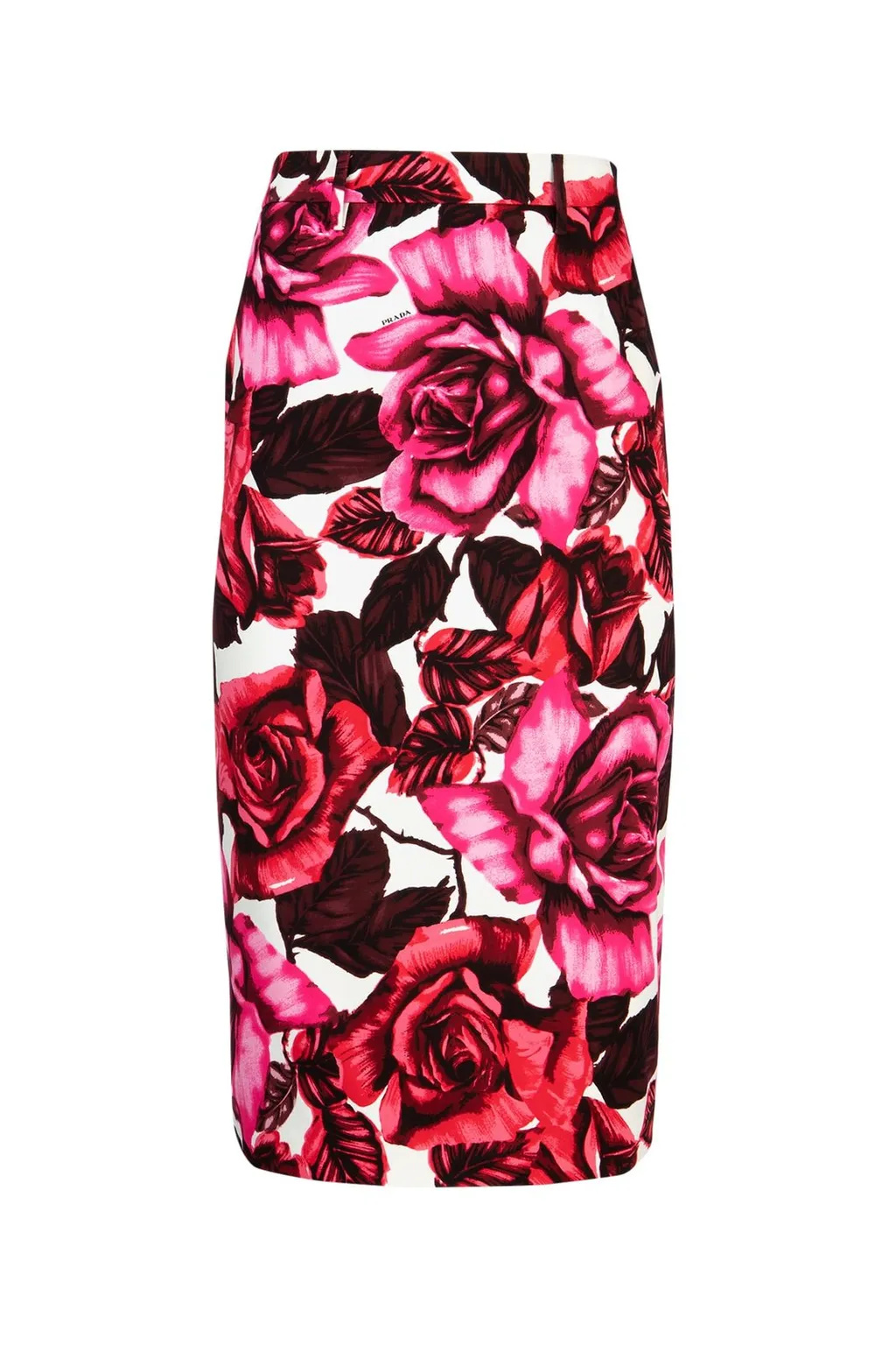 Prada Rose Print Midi Skirt