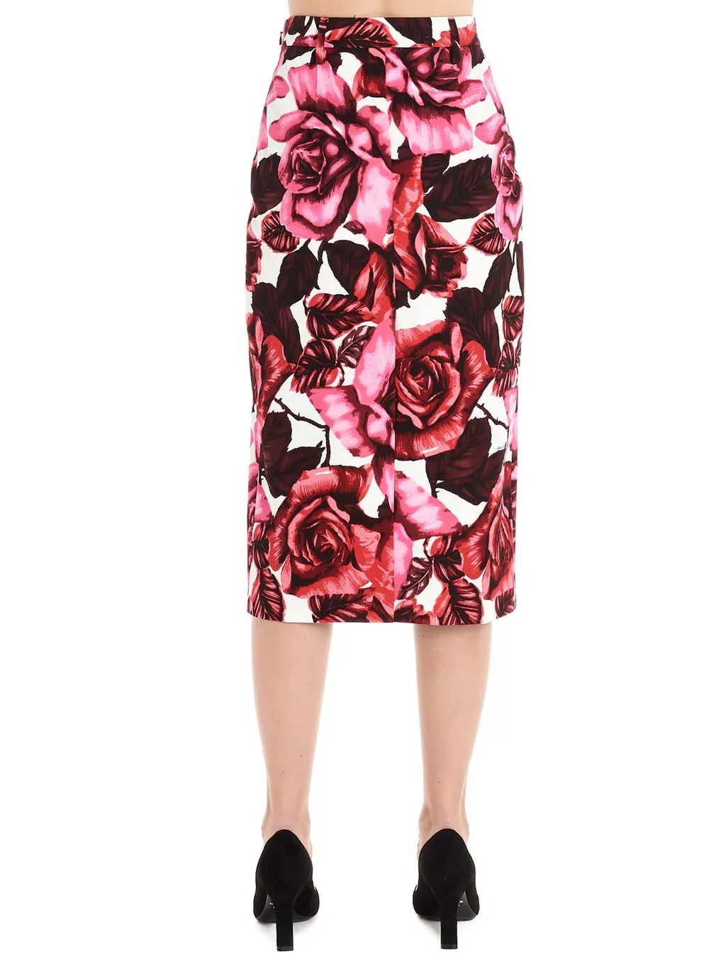 Prada Rose Print Midi Skirt