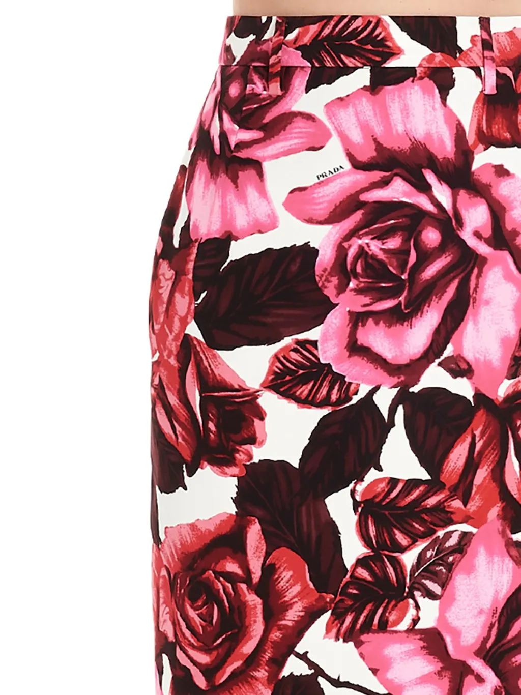 Prada Rose Print Midi Skirt