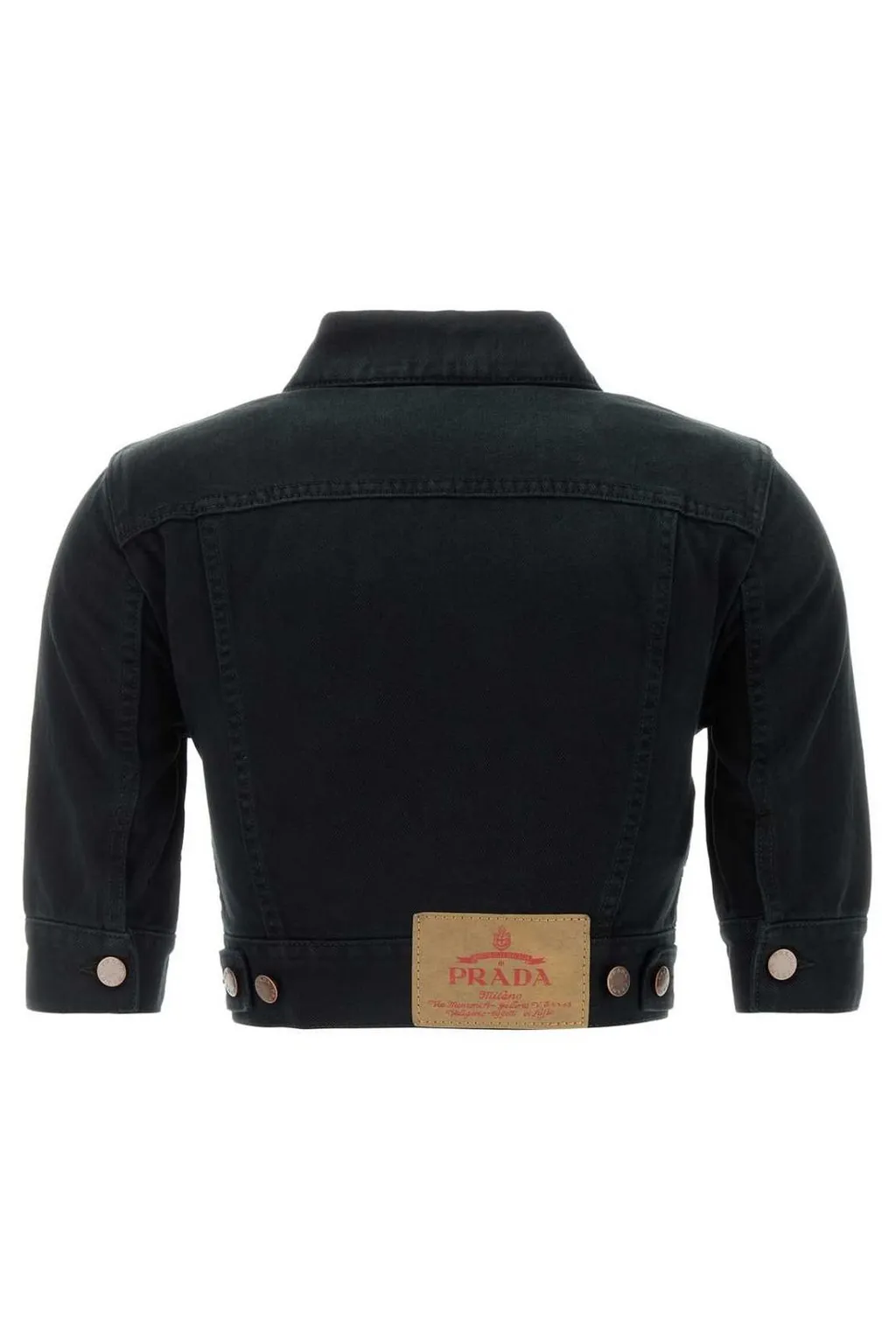 Prada Triangle-Logo Cropped Denim Jacket