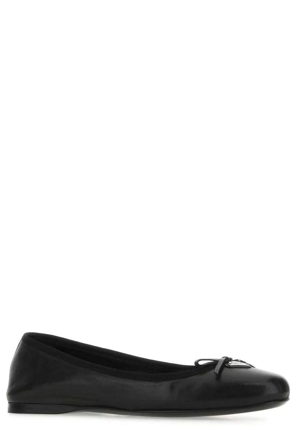 Prada Logo Plaque Round-Toe Ballet Flats