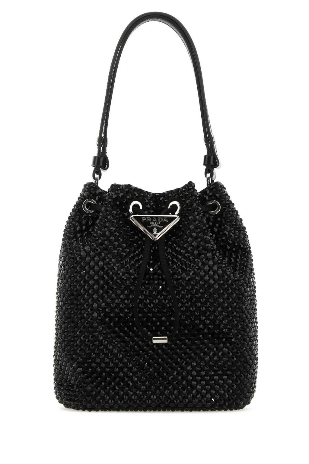 Prada Embellished Ruched Drawstring Bucket Bag