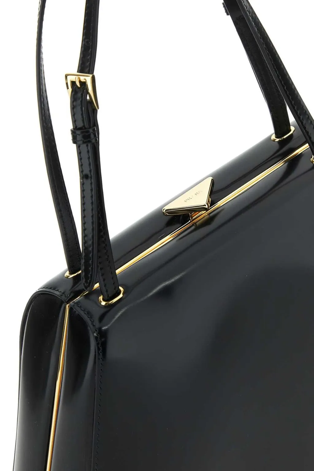 Prada Logo Plaque Clasp Top Handle Bag