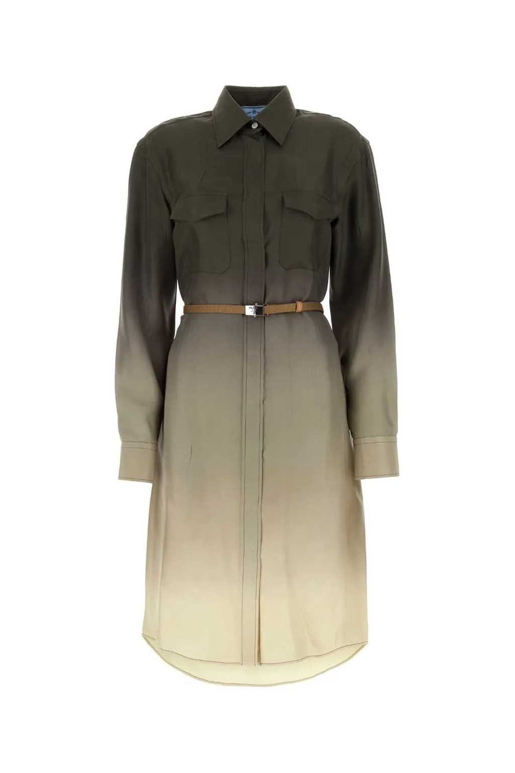 Prada Gradient Belted Shirtdress