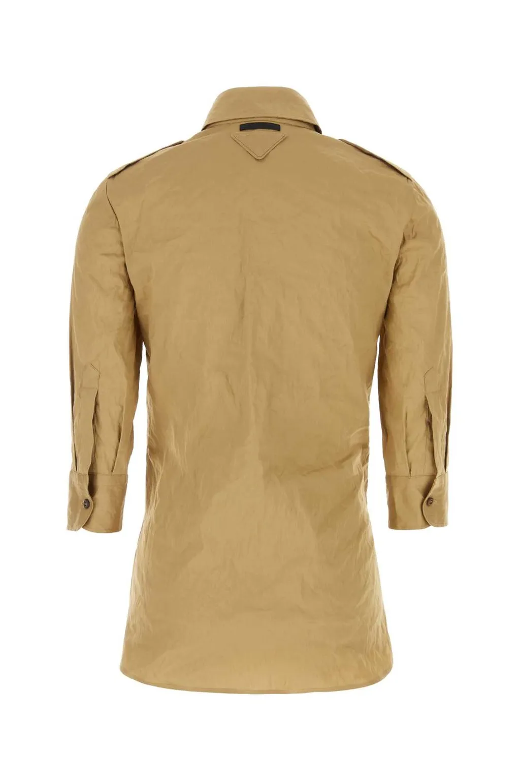 Prada Crinkled Button-Up Poplin Shirt