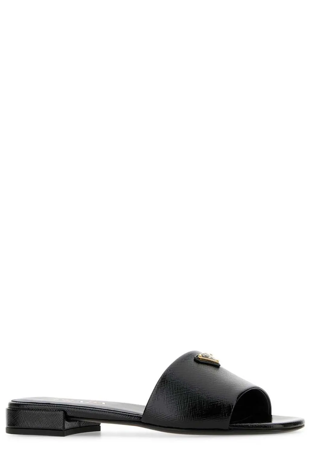 Prada Logo Plaque Open Toe Slides