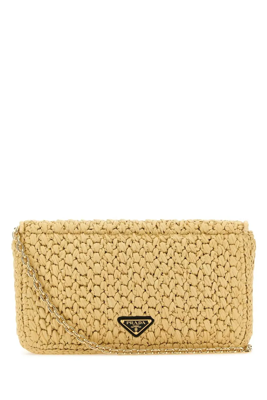 Prada Logo-Embroidered Chain-Linked Crochet Shoulder Bag