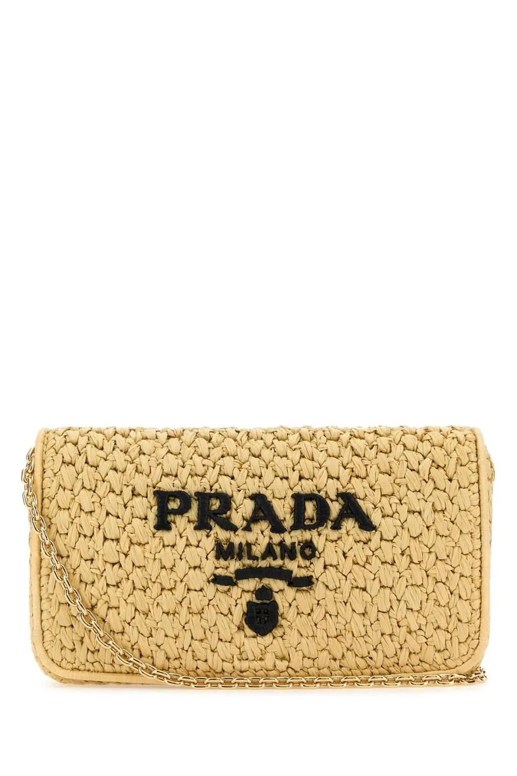Prada Logo-Embroidered Chain-Linked Crochet Shoulder Bag