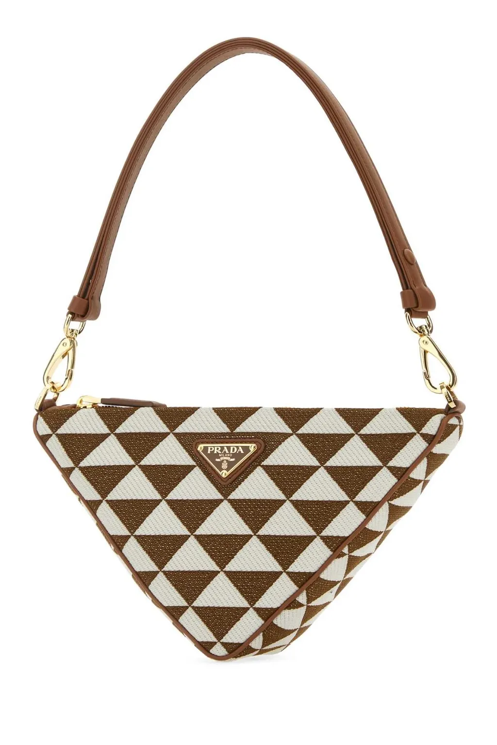 Prada Logo-Triangle Embroidered Zipped Mini Shoulder Bag
