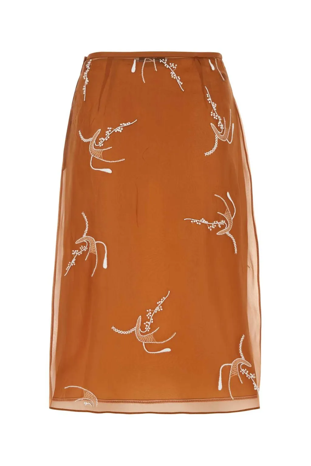 Prada Pattern-Embroidered Skirt