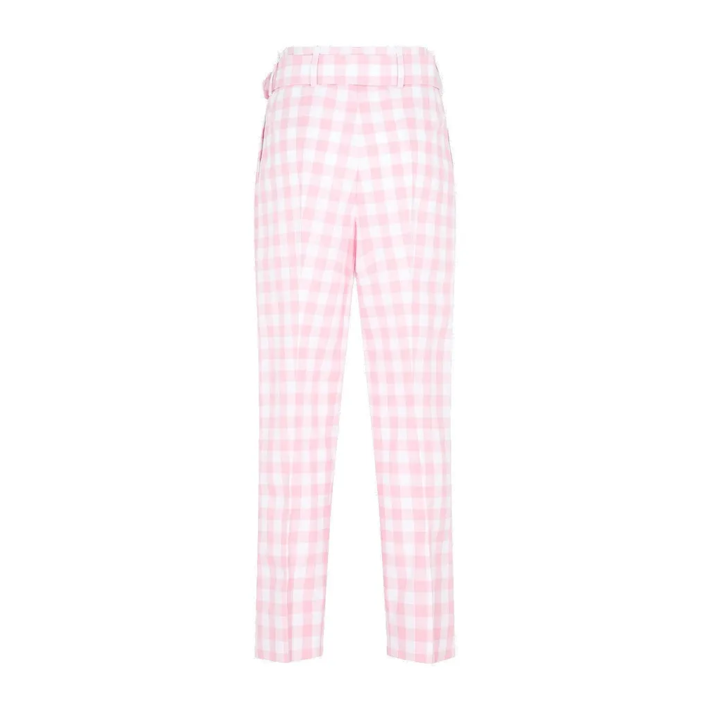 Prada Checked Belted Trousers