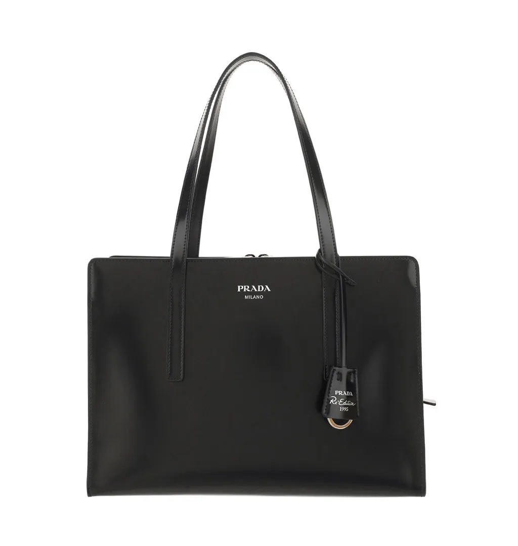 Prada Logo Printed Zipped Tote Bag