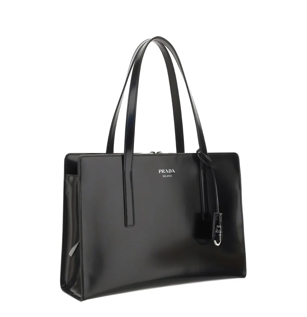 Prada Logo Printed Zipped Tote Bag