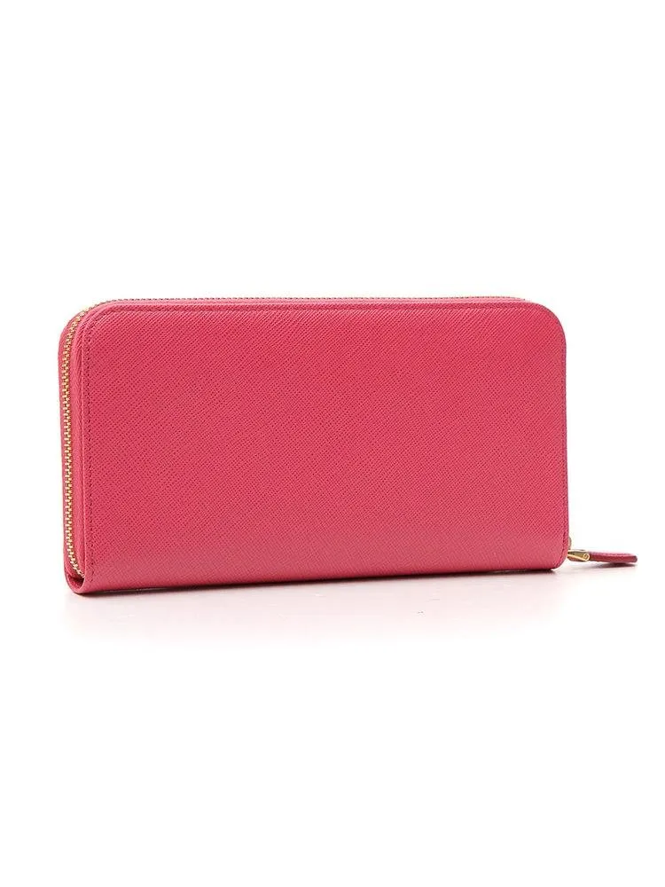 Prada Continental Logo Zip Around Wallet