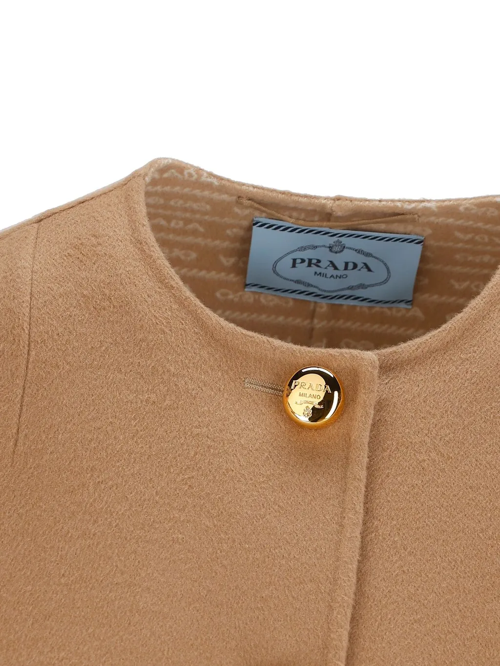 Prada Crewneck Button-Up Long Coat
