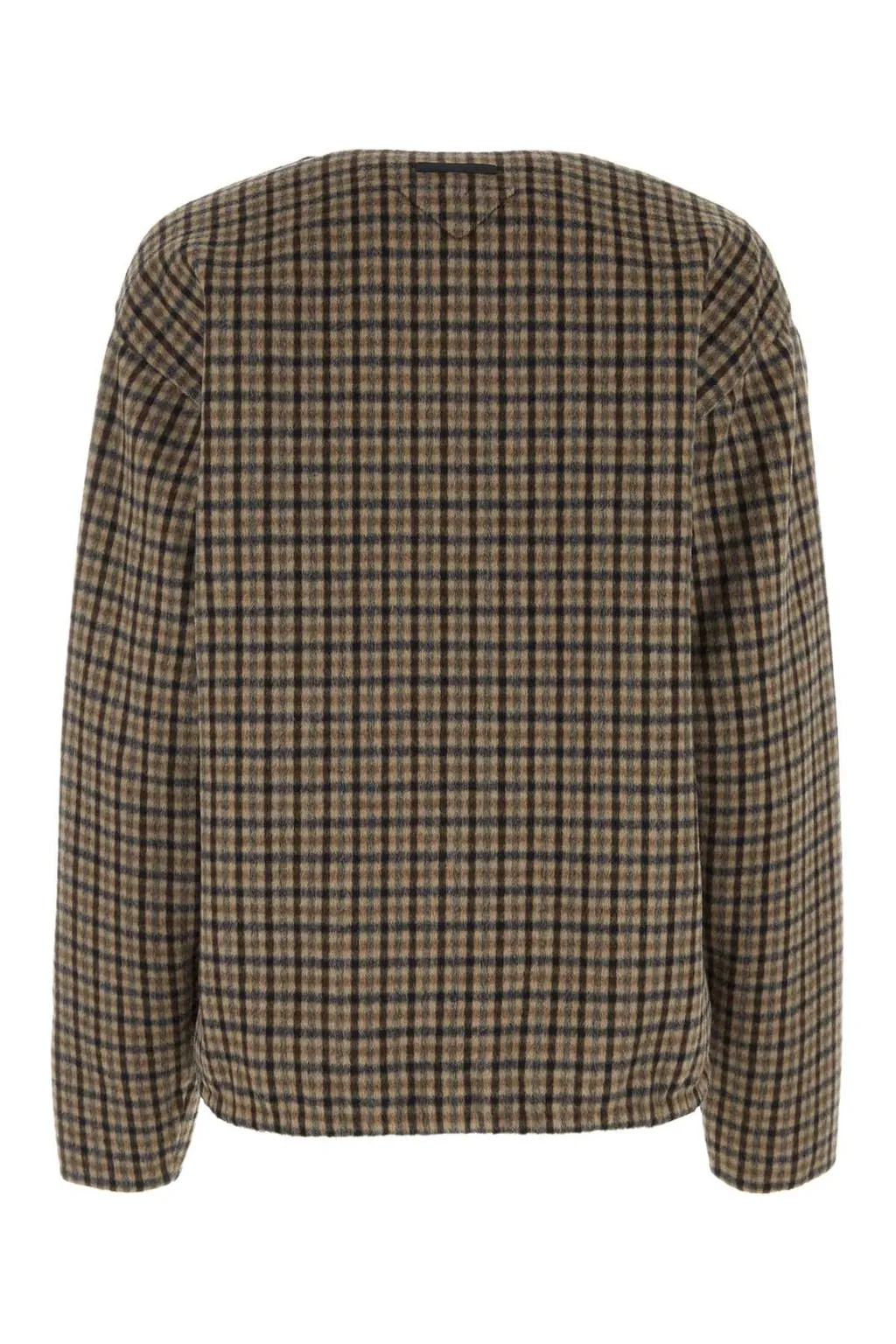 Prada V-Neck Checked Pullover