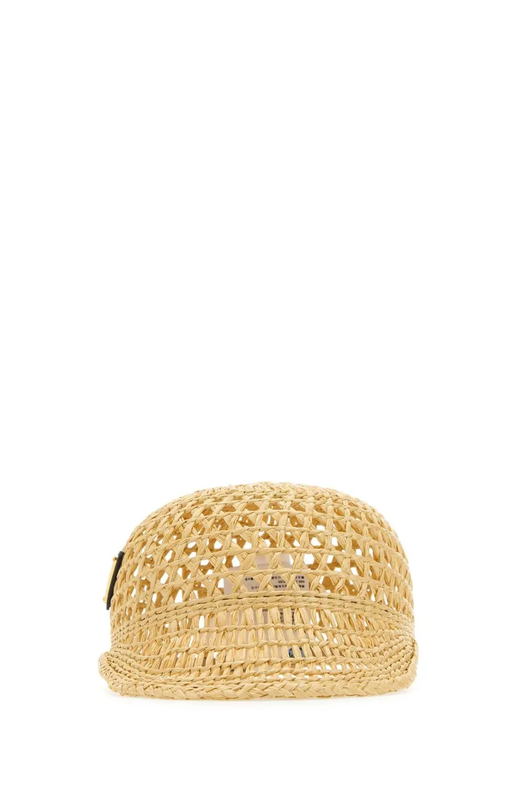 Prada Triangle Logo Woven Raffia Hat