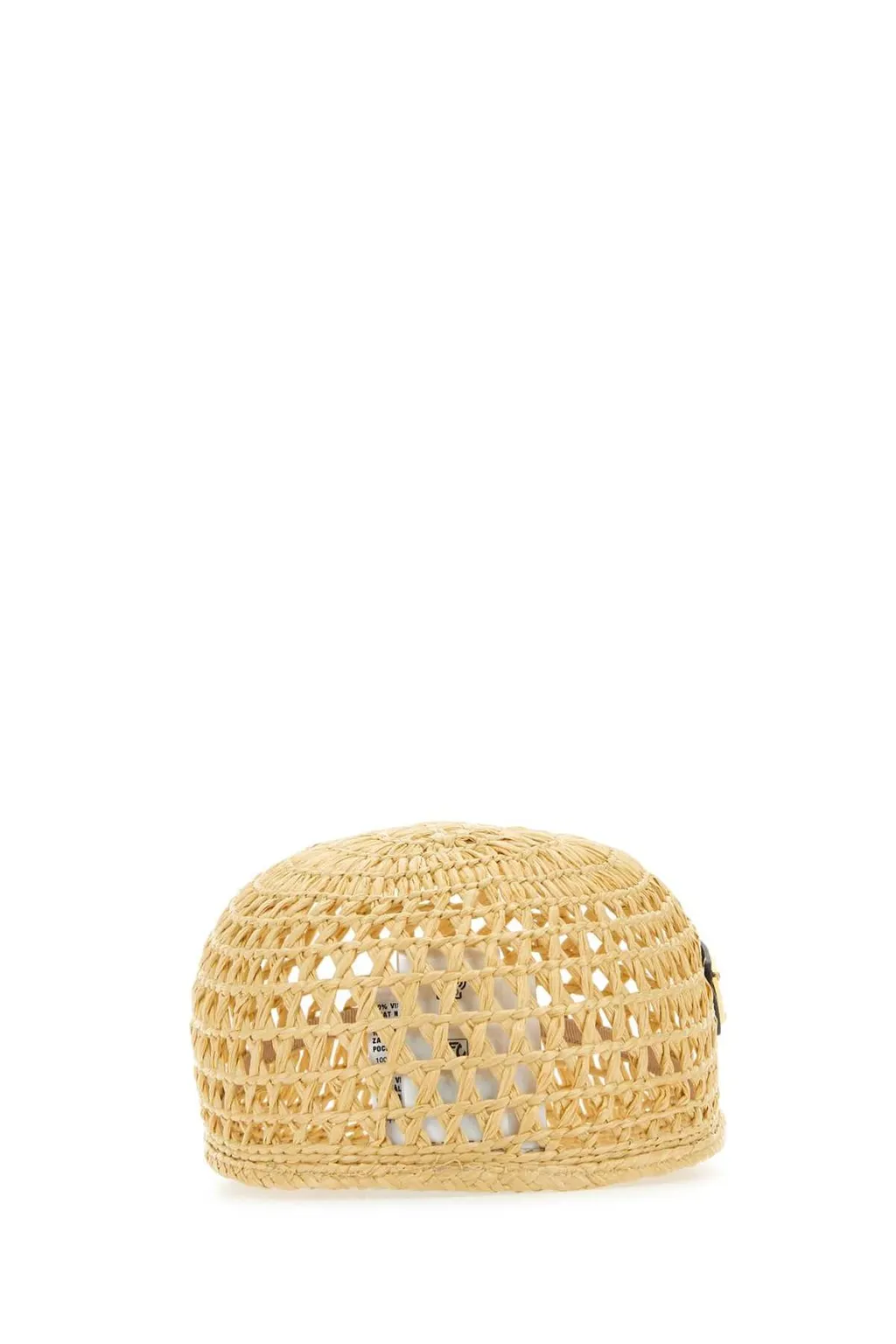 Prada Triangle Logo Woven Raffia Hat