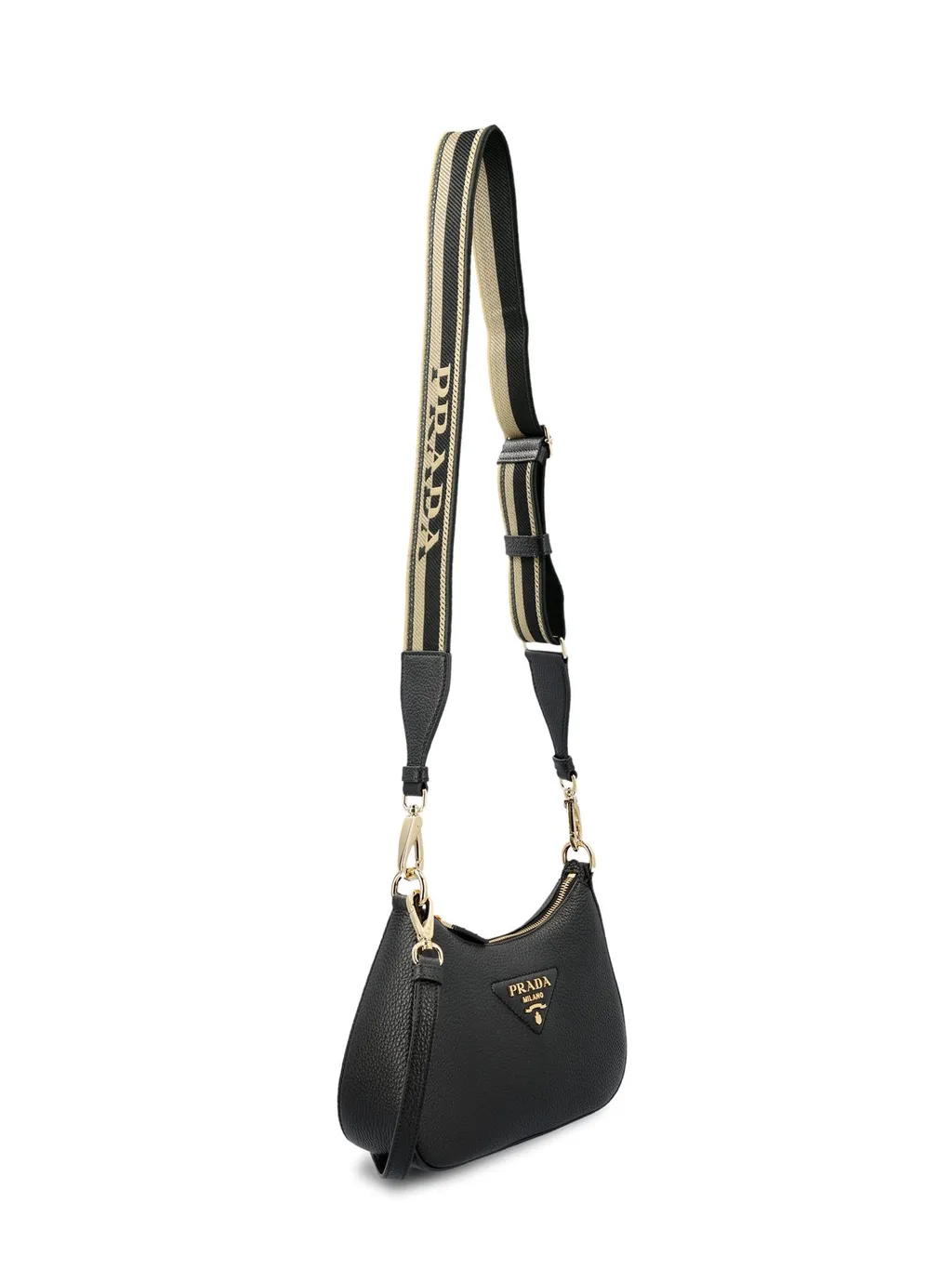 Prada Logo Plaque Zipped Shoulder Bag