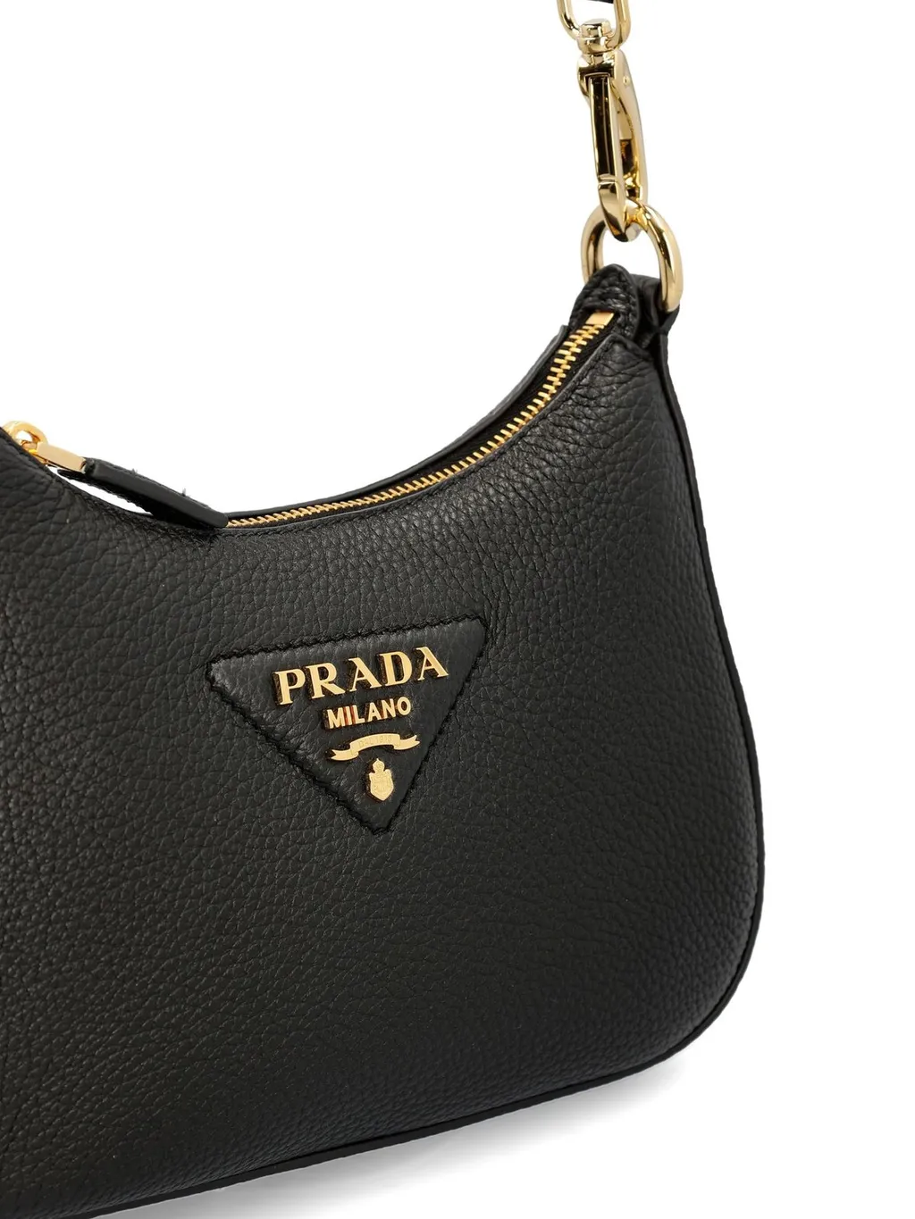 Prada Logo Plaque Zipped Shoulder Bag