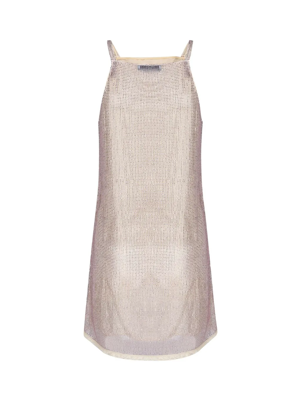 Prada Triangle Logo Embellished Mesh Dress
