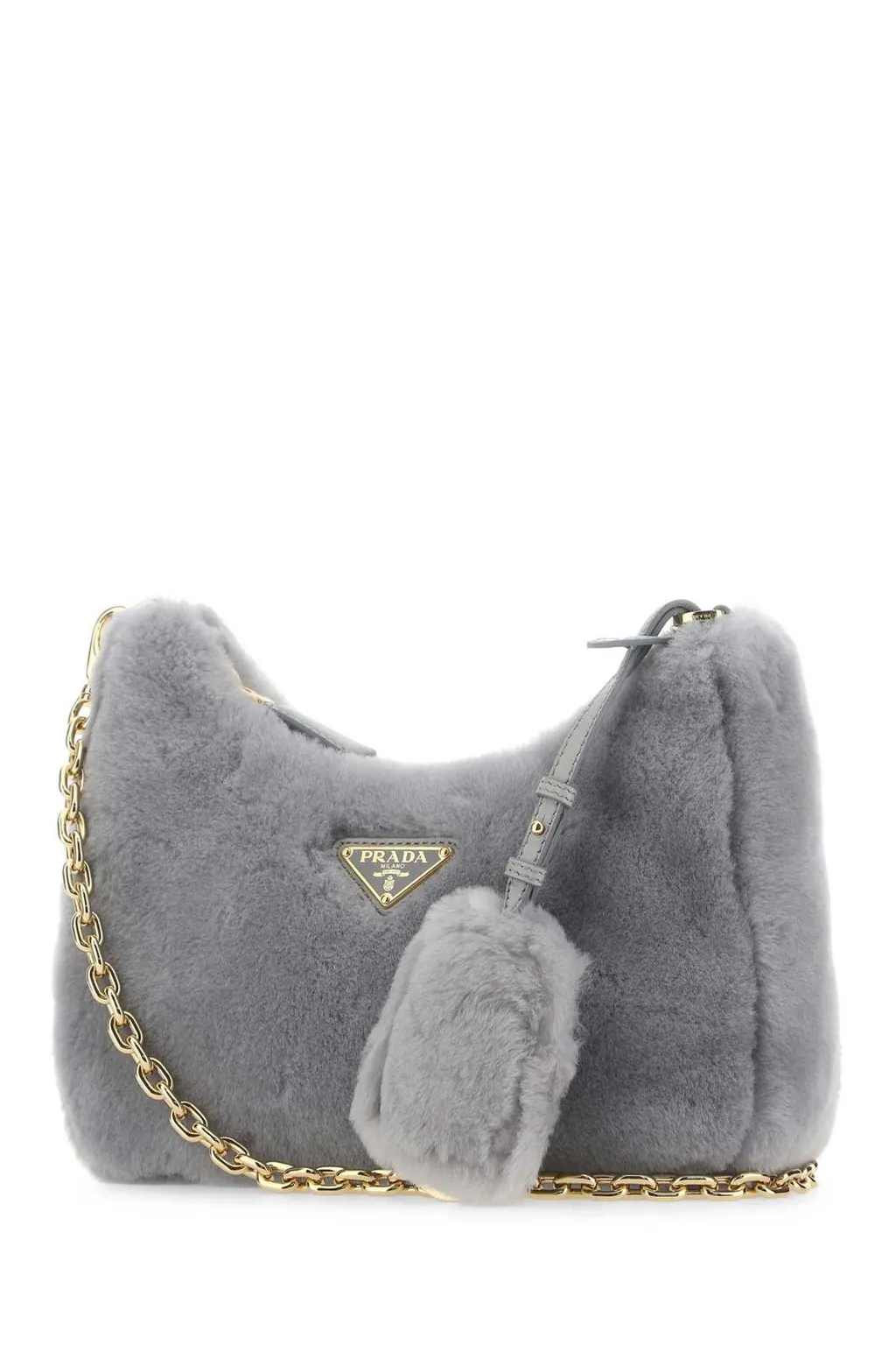 Prada Logo Plaque Zipped Shoulder Bag