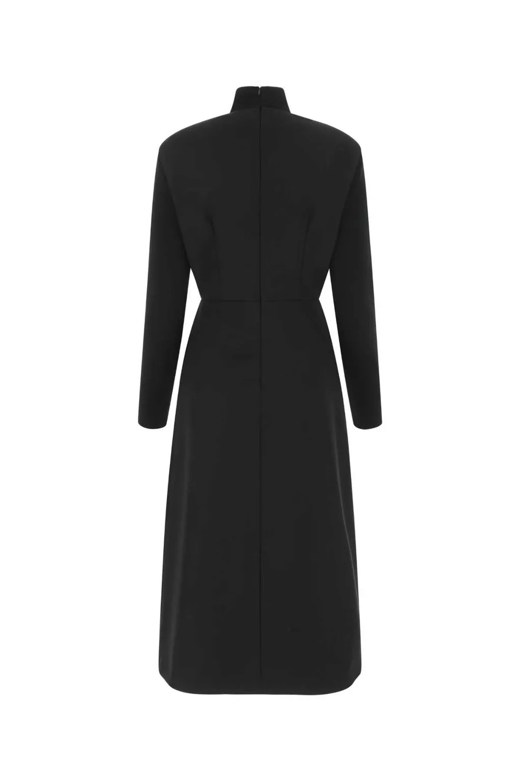 Prada Logo Plaque Long-Sleeved Midi Dress