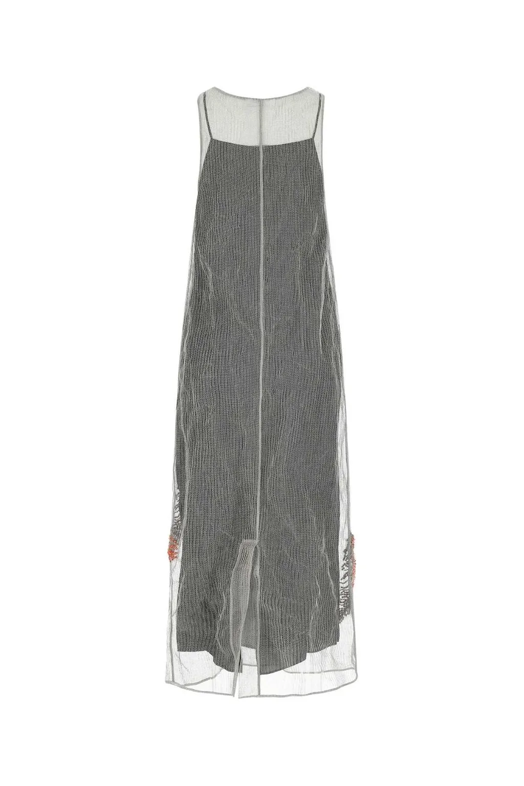 Prada Logo Plaque Mesh Maxi Dress